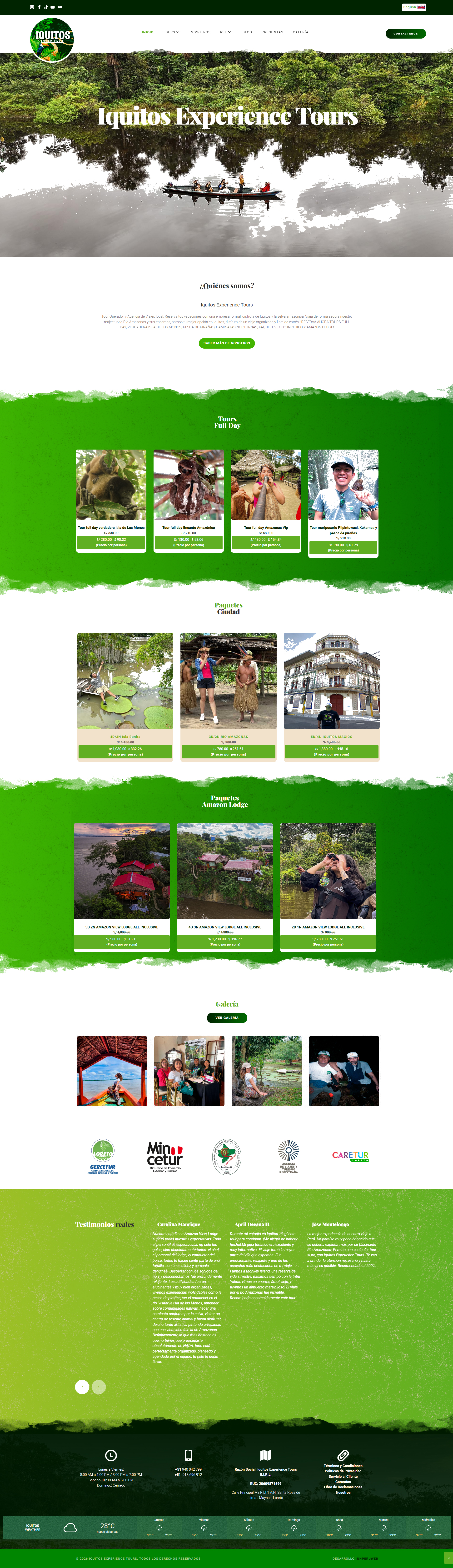 Diseño completo de Iquitos Experience Tours