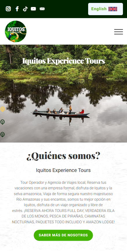 Experiencia responsive de Iquitos Experience Tours