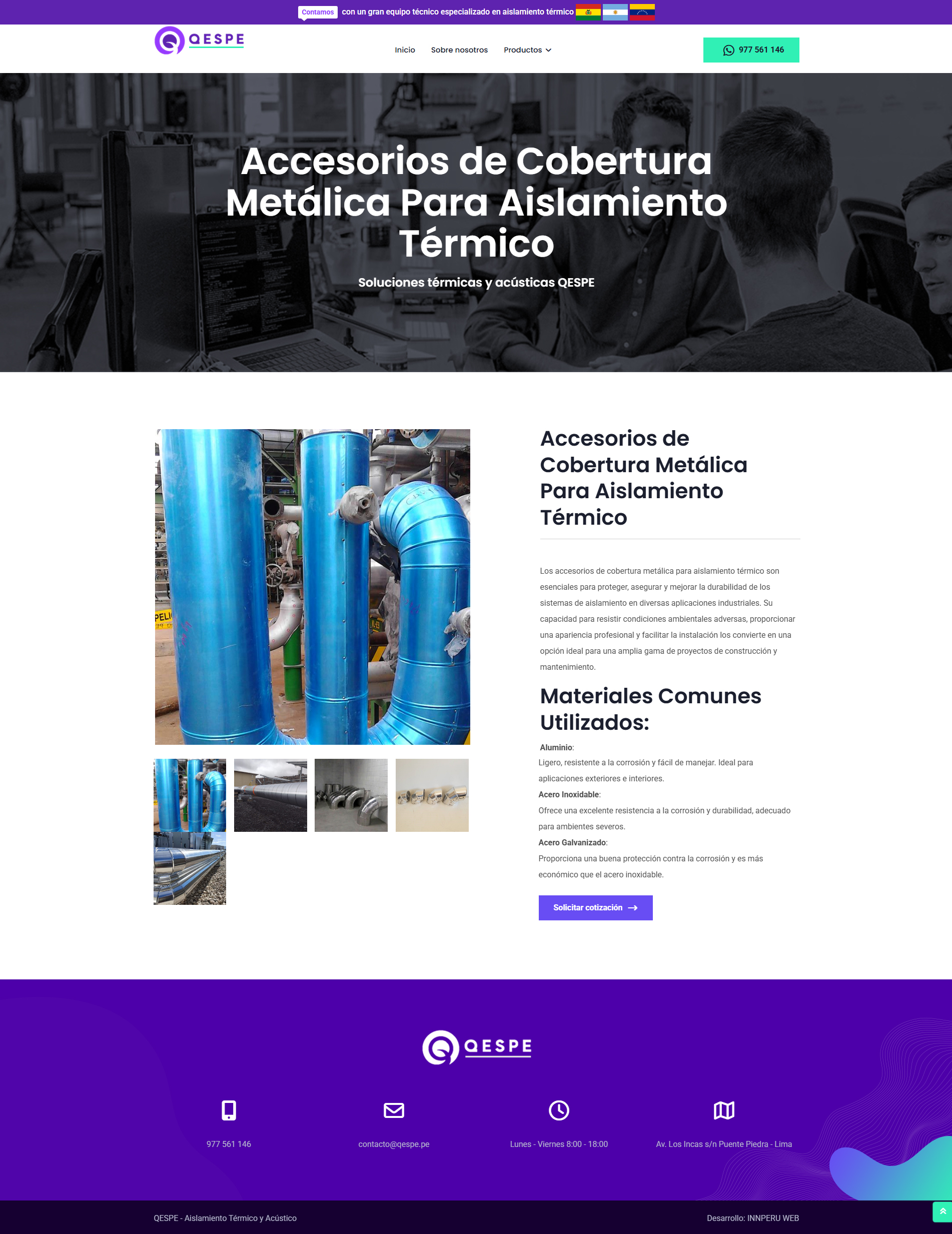 Detalle de producto en la página web de QESPE