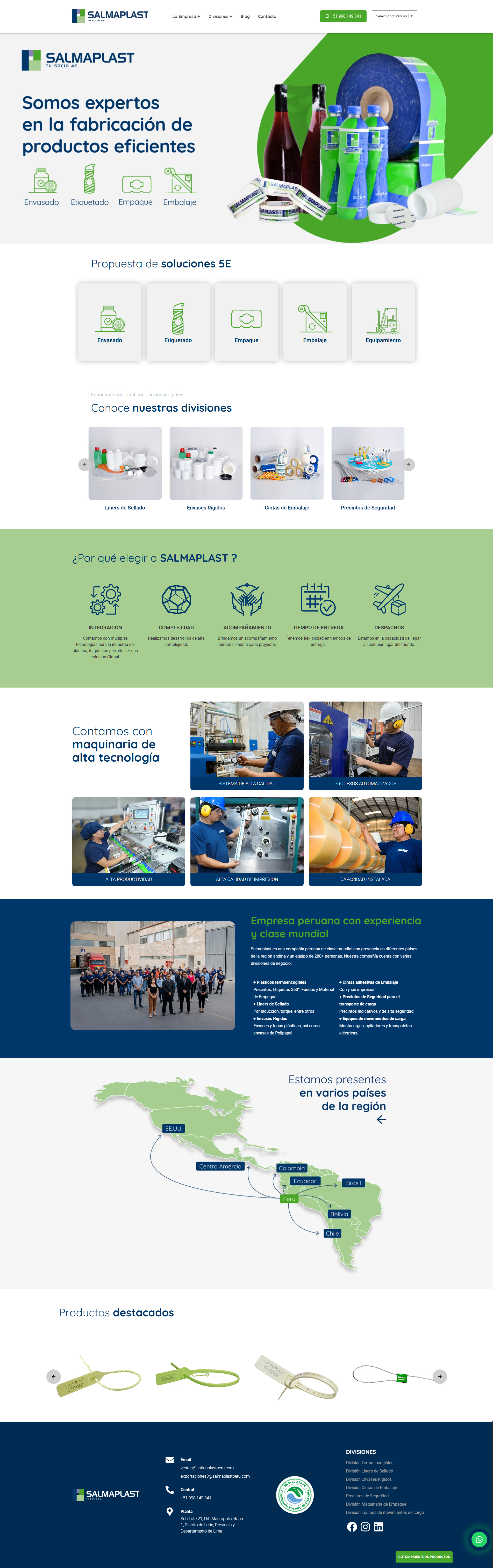 Diseño completo de la página web de Salmaplast Perú