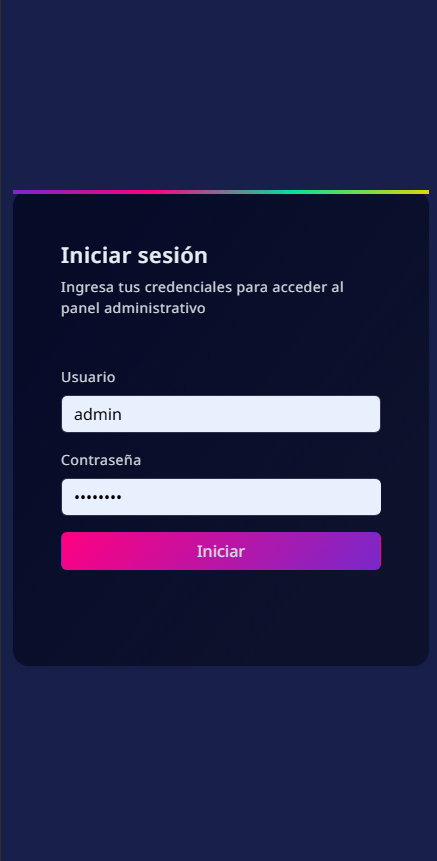 Interfaz responsive del sistema de gestión premium
